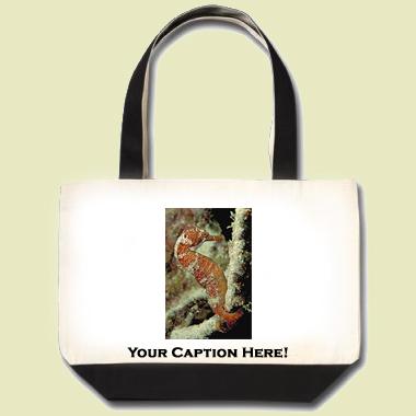 Orange Sea Horse Tote Bag